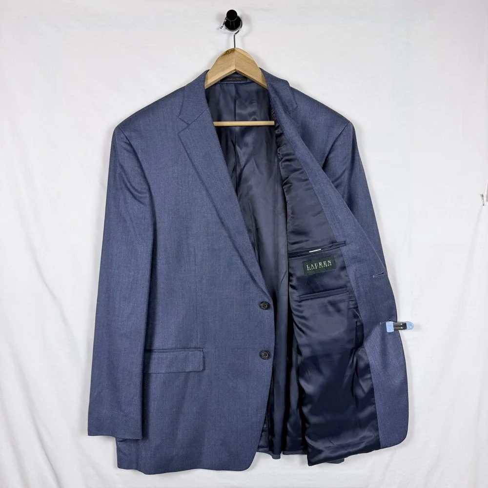 Lauren Ralph Lauren Blazer Sport Coat 50R Blue Silk Wool Birdseye Professional